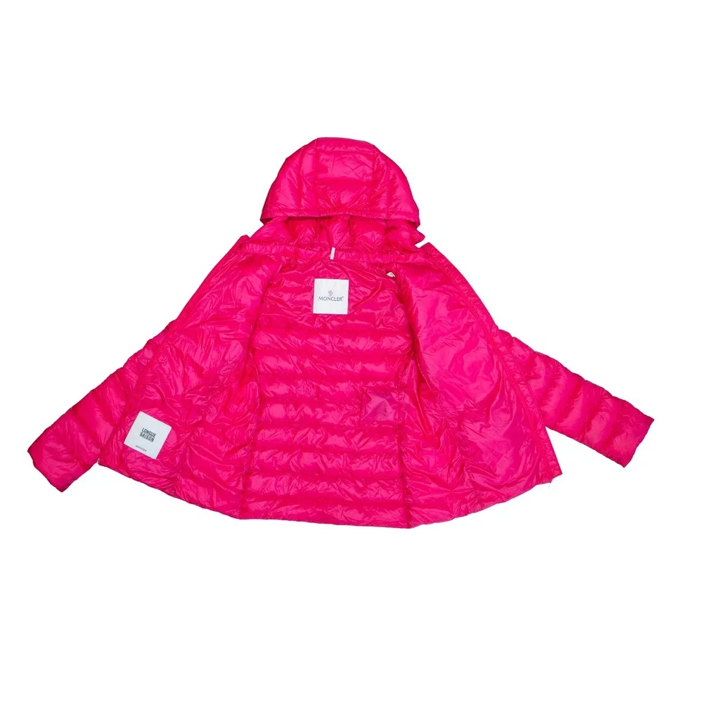 Moncler Girls Hot Pink Longue Saison Down Puffer Jacket Size 10Y 140cm
